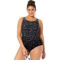 Plus Size Women's Chlorine Resistant High Neck One Piece Swimsuit by Swimsuits For All in Engineered Dots (Size 16)