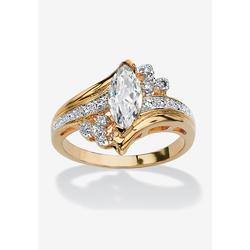 Women's Gold-Plated Marquise Cut Engagement Ring Cubic Zirconia by PalmBeach Jewelry in Gold (Size 10)