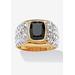 Men's Big & Tall 18K Gold Over Sterling Silver Cubic Zirconia and Onyx Ring by PalmBeach Jewelry in Gold (Size 8)
