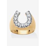 Men's Big & Tall 18K Gold over Sterling Silver Cubic Zirconia Horseshoe Ring by PalmBeach Jewelry in Gold (Size 13)