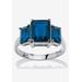 Women's Sterling Silver 3 Square Simulated Birthstone Ring by PalmBeach Jewelry in September (Size 7)