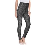 Plus Size Women's Ankle-Length Essential Stretch Legging by Roaman's in Black Graphic Texture (Size 3X) Activewear Workout Yoga Pants