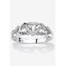 Women's Platinum & Silver Promise Ring with Diamond-Accent by PalmBeach Jewelry in White (Size 5)