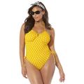 Plus Size Women's Legacy Underwire One Piece Swimsuit by Swimsuits For All in Yellow Dot (Size 6)