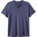 Men's Big & Tall Shrink-Less™ Lightweight Henley Longer Length T-Shirt by KingSize in Heather Slate Blue (Size XL) Henley Shirt