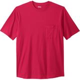 Men's Big & Tall Shrink-Less Lightweight Pocket Crewneck T-Shirt by KingSize in Red (Size 5XL)