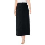 Plus Size Women's True Fit Stretch Denim Midi Skirt by Jessica London in Black (Size 22 W)