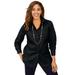 Plus Size Women's Stretch Cotton Poplin Shirt by Jessica London in Black (Size 16 W) Button Down Blouse