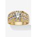 Men's Big & Tall Yellow Gold-Plated Channel Cubic Zirconia Set Ring by PalmBeach Jewelry in Gold (Size 10)
