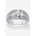 Men's Big & Tall Platinum-Plated Cubic Zirconia Watchband Ring by PalmBeach Jewelry in Platinum (Size 12)