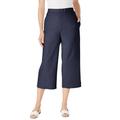 Plus Size Women's Linen Capri by Woman Within in Navy (Size 16 W) Pants