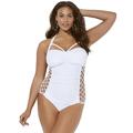 Plus Size Women's Boss Underwire One Piece Swimsuit by Swimsuits For All in White (Size 8)