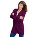 Plus Size Women's Classic-Length Thermal Hoodie by Roaman's in Dark Berry (Size M) Zip Up Sweater