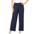 Plus Size Women's Ultrasmooth® Fabric Wide-Leg Pant by Roaman's in Navy (Size L) Stretch Jersey