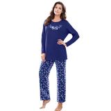 Plus Size Women's Long Sleeve Knit PJ Set by Dreams & Co. in Evening Blue Flowers (Size 14/16) Pajamas