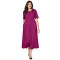 Plus Size Women's Button-Front Essential Dress by Woman Within in Raspberry (Size 6X)