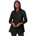 Plus Size Women's Stretch Poplin Tunic by Jessica London in Black (Size 24) Long Button Down Shirt