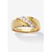 Men's Big & Tall Men's .50 TCW Cubic Zirconia Diagonal Ring in Gold-Plated Sterling Silver by PalmBeach Jewelry in Gold (Size 8)