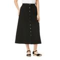 Plus Size Women's Perfect Cotton Button Front Skirt by Woman Within in Black (Size 14 W)