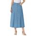 Plus Size Women's Perfect Cotton Button Front Skirt by Woman Within in Light Stonewash (Size 20 W)