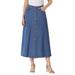 Plus Size Women's Perfect Cotton Button Front Skirt by Woman Within in Medium Stonewash (Size 30 W)