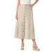 Plus Size Women's Perfect Cotton Button Front Skirt by Woman Within in Natural Khaki (Size 26 W)