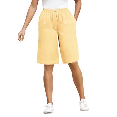 Plus Size Women's 7-Day Elastic-Waist Cotton Denim Short by Woman Within in Banana (Size 38 W)
