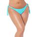 Plus Size Women's Side Tie Swim Brief by Swimsuits For All in Turquoise White Stripe (Size 16)