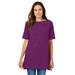 Plus Size Women's Perfect Short-Sleeve Boatneck Tunic by Woman Within in Plum Purple (Size 2X)