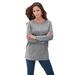 Plus Size Women's Long-Sleeve Crewneck Ultimate Tee by Roaman's in Medium Heather Grey (Size 5X) Shirt