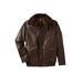 Men's Big & Tall Leather Flight Bomber Jacket by KingSize in Brown (Size XL)