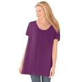 Plus Size Women's Perfect Short-Sleeve Shirred U-Neck Tunic by Woman Within in Plum Purple (Size 5X)