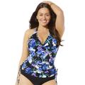 Plus Size Women's Adjustable Underwire Tankini Top by Swimsuits For All in Purple Floral (Size 24)