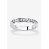 Women's Sterling Silver Simulated Birthstone Stackable Eternity Ring by PalmBeach Jewelry in April (Size 9)