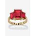 Women's Yellow Gold-Plated Simulated Emerald Cut Birthstone Ring by PalmBeach Jewelry in July (Size 8)