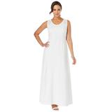 Plus Size Women's Stretch Cotton Crochet-Back Maxi Dress by Jessica London in White (Size 28) Maxi Length