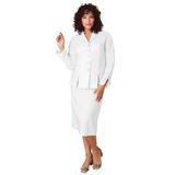 Plus Size Women's Two-Piece Skirt Suit with Shawl-Collar Jacket by Roaman's in White (Size 14 W)