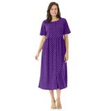 Plus Size Women's Button-Front Essential Dress by Woman Within in Radiant Purple Polka Dot (Size S)