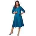 Plus Size Women's Fit-And-Flare Jacket Dress by Roaman's in Peacock Teal (Size 24 W) Suit