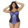 Plus Size Women's Ruched Underwire One Piece Swimsuit by Swimsuits For All in Aztec (Size 14)