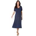 Plus Size Women's Short Sleeve Fit & Flare Dress by Woman Within in Navy Ivory Dot (Size 30/32)