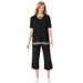 Plus Size Women's Striped Inset & Capri Set by Woman Within in Black Mini Stripe (Size 38/40) Pants