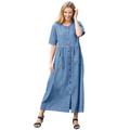 Plus Size Women's Short-Sleeve Denim Dress by Woman Within in Light Stonewash (Size 16 W)