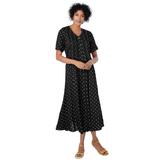 Plus Size Women's Short-Sleeve Button-Front Dress by Woman Within in Black Polka Dot (Size 34 W)