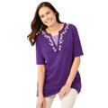 Plus Size Women's 7-Day Embroidered Layered-Look Tunic by Woman Within in Radiant Purple Flower Embroidery (Size 34/36)