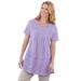 Plus Size Women's Embroidered Eyelet Pintucked Tunic by Woman Within in Soft Iris (Size 3X)