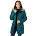 Plus Size Women's Classic-Length Quilted Puffer Jacket by Roaman's in Deep Lagoon (Size M) Winter Coat