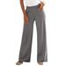 Plus Size Women's Wide-Leg Soft Knit Pant by Roaman's in Heather Charcoal (Size 2X) Pull On Elastic Waist