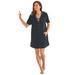 Plus Size Women's Hooded Terry Swim Cover Up by Swim 365 in Black (Size 14/16) Swimsuit Cover Up