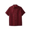 Men's Big & Tall Short Sleeve Printed Check Sport Shirt by KingSize in Rich Burgundy Check (Size XL)
